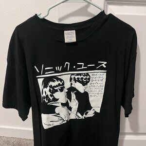 Black Graphic Tee – Sonic Youth Inspired Japanese Design – New, Unworn (L)